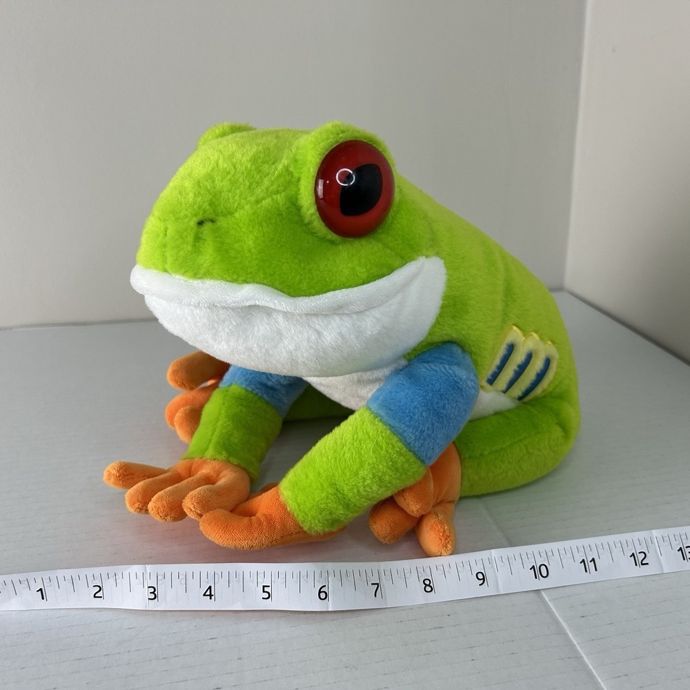 Wild Republic‎ Red-Eyed Tree Frog Plush 13" Green Stuffed Animal Realistic Toy